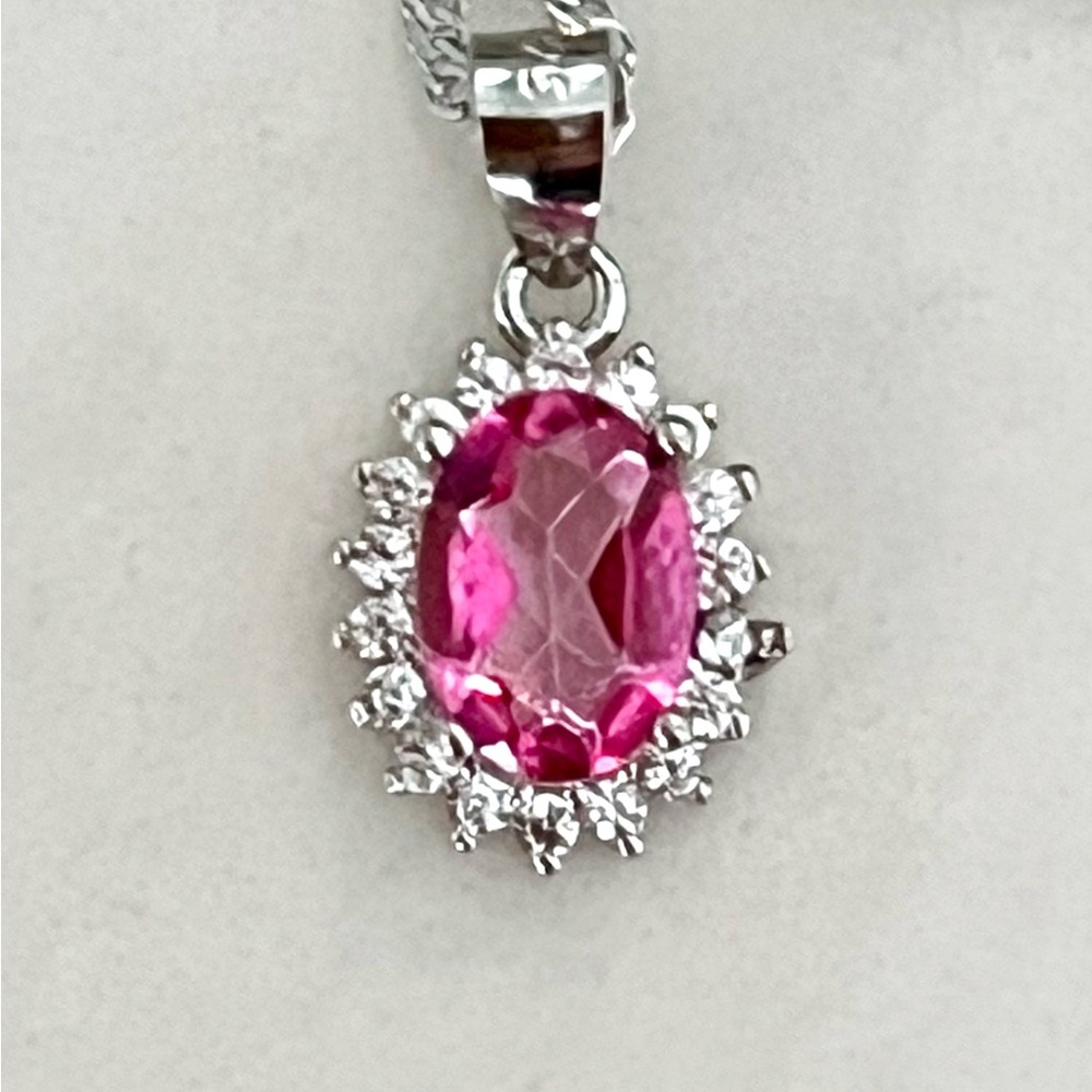 1.5ct Genuine Topaz 14KWGP Necklace